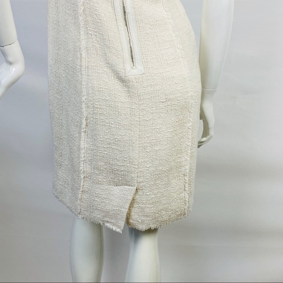 Rebecca Taylor Cream Tweed & Leather Midi-dress 4 - Picture 7 of 9